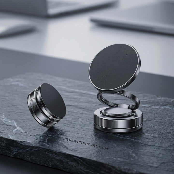 Double-Sided Magnetic Vacuum Phone Holder – Foldable & Retractable Hands-Free Desk, Car, and Travel Mount