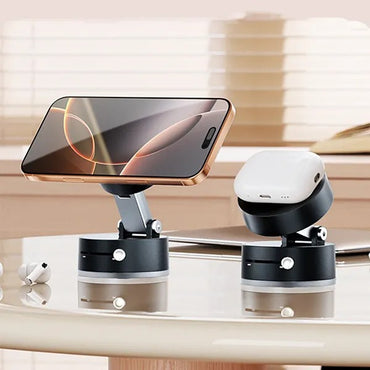Double-Sided Magnetic Vacuum Phone Holder – Foldable & Retractable Hands-Free Desk, Car, and Travel Mount