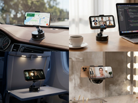 Double-Sided Magnetic Vacuum Phone Holder – Foldable & Retractable Hands-Free Desk, Car, and Travel Mount