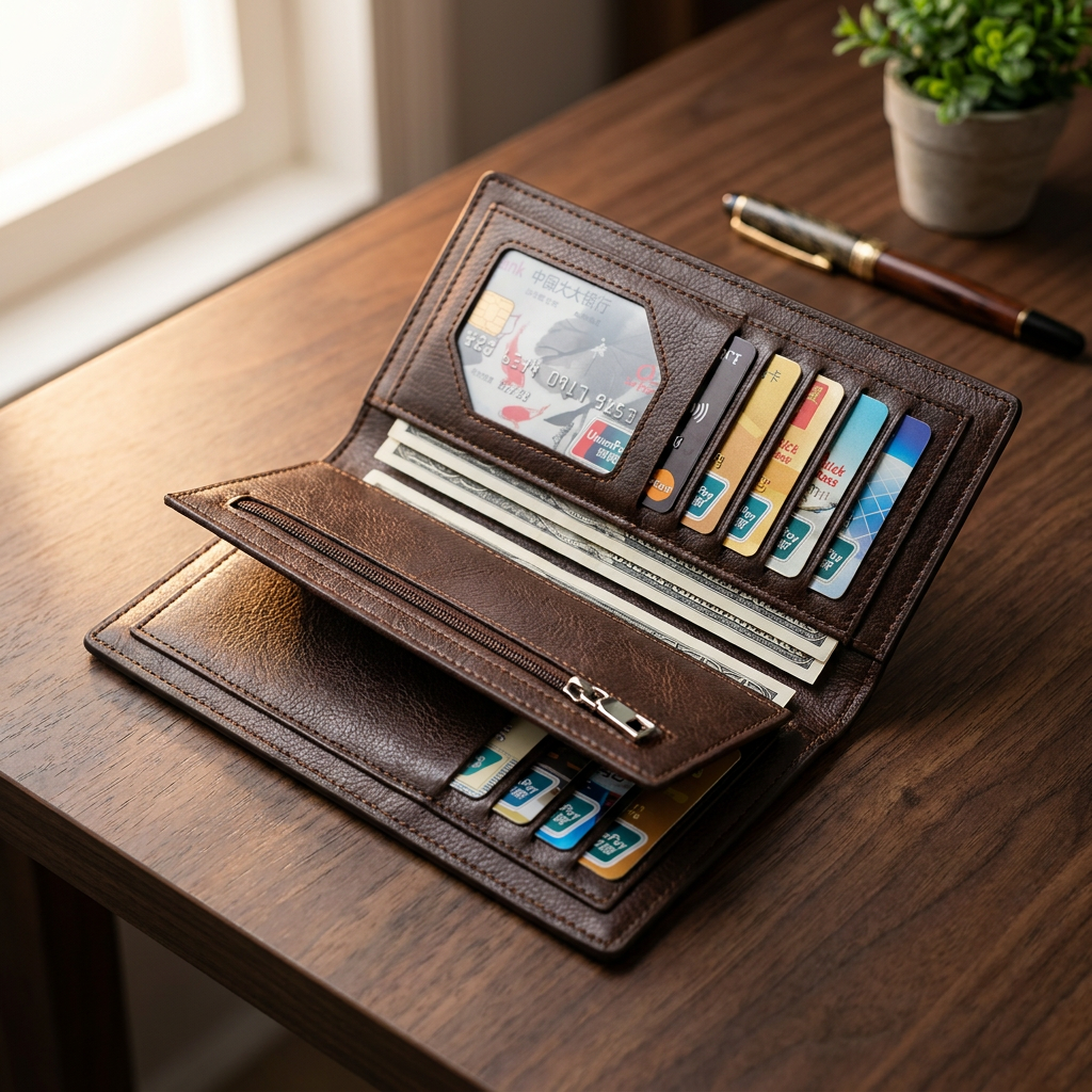 Heritage Unisex Long Wallet | 12 Card Slots, Dual Cash Compartments & Half-Zip Pocket
