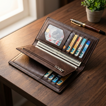 Heritage Unisex Long Wallet | 12 Card Slots, Dual Cash Compartments & Half-Zip Pocket