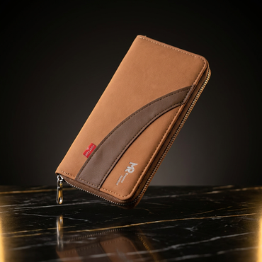 MR Leather Wallet with Zipper for Men – Premium Genuine Leather Bifold Organizer with Multiple Card Slots, Secure Zippered Coin Pocket, and Durable Stitching for Travel & Daily Use